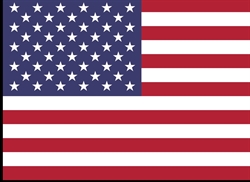 [ai] The flag of the United States featuring thirteen horizontal stripes in red and white, with a blue square in the top left corner containing fifty white stars.
